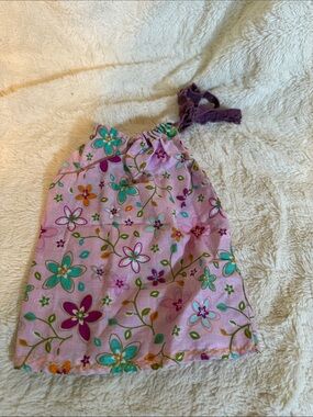 Doll 18" Floral Print Drawstring Dress Pink Purple Lace Tie Toy